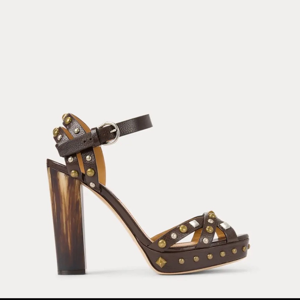 Studded Brown Platform Sandals